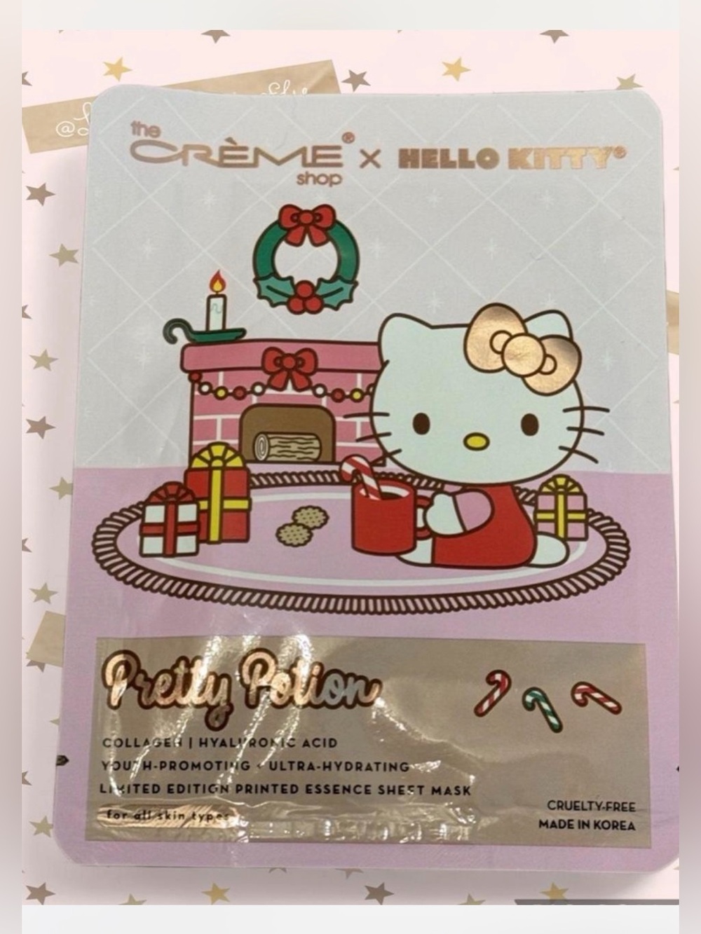 Hello Kitty x The Crème Shop Pretty Hydrating Sheet Mask - Pink, Gold